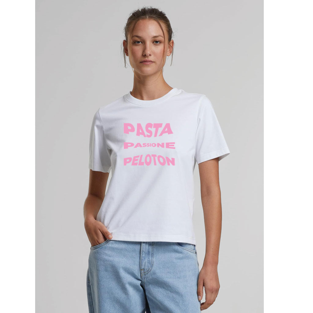 T- Shirt PASTA-PASSIONE- PELOTON Loose Fit Tee White